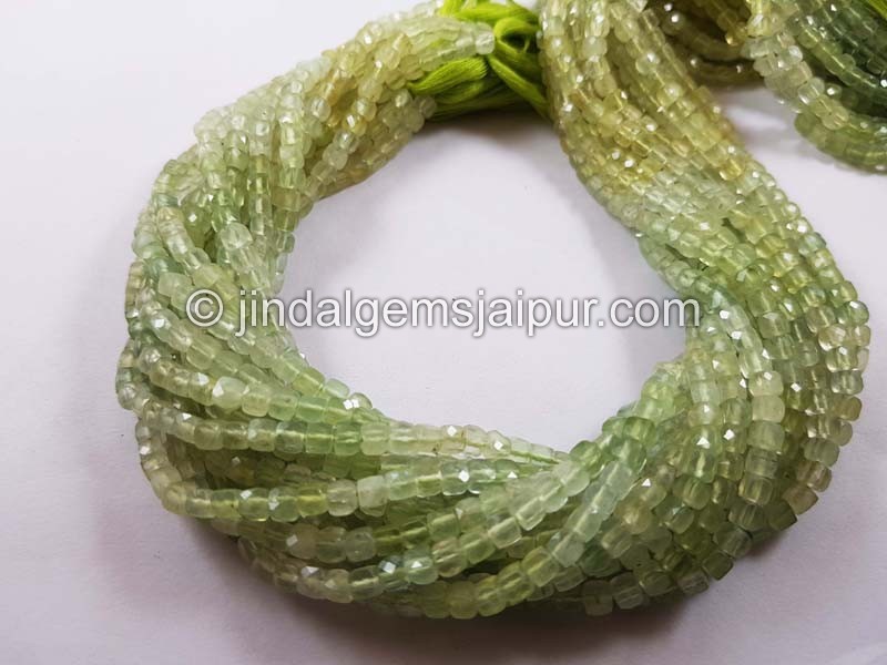 Multi prehnite micro cut cube beads